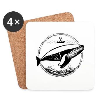 Wal Meer Fische - Untersetzer (4er-Set) - Weiß - Vorne