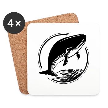Wal Meer Fische - Untersetzer (4er-Set) - Weiß - Vorne