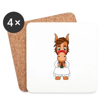 PONY - PFERD - BRAUT - Untersetzer (4er-Set) - Weiß - Vorne