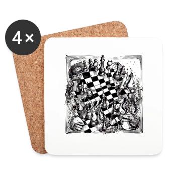 Abstraction échiquéenne n°2 - Dessous de verre (lot de 4) - blanc - Devant