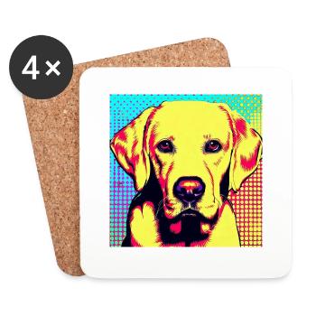 Labrador Pop Art - Dessous de verre (lot de 4) - blanc - Devant