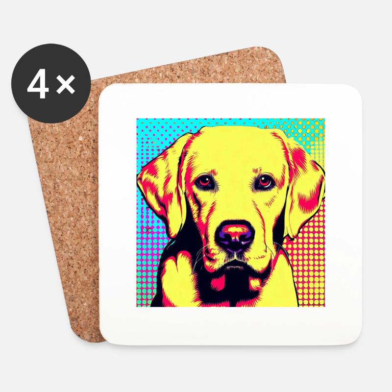 Labrador Pop Art - Untersetzer (4er-Set) - Weiß