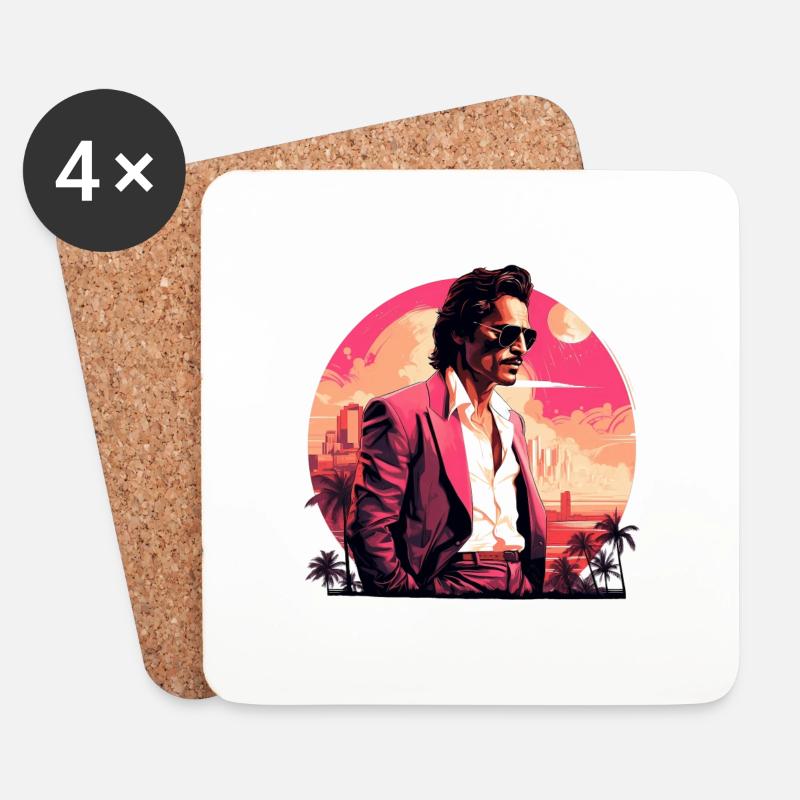 Retro Miami Boho Style Design - Untersetzer (4er-Set) - Weiß
