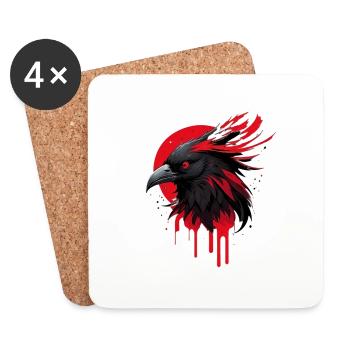 Fantasy bird red-black - Coasters (set of 4) - white - Front