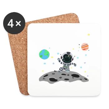astronaute gris - Dessous de verre (lot de 4) - blanc - Devant