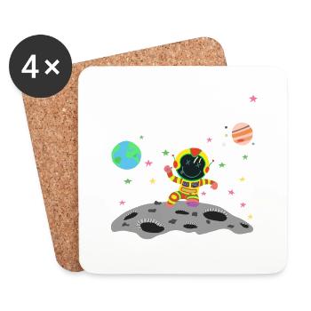 Gelber und roter Astronaut - Untersetzer (4er-Set) - Weiß - Vorne