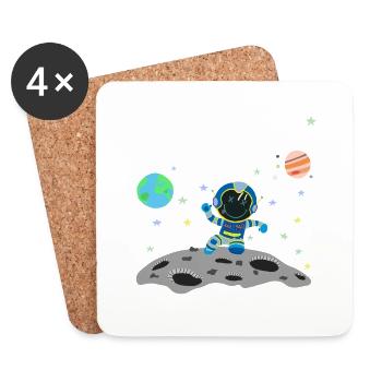 astronaute bleu bleu - Dessous de verre (lot de 4) - blanc - Devant