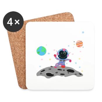 astronaute bleu rose - Dessous de verre (lot de 4) - blanc - Devant