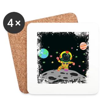 Yellow and red grunge astronaut - Coasters (set of 4) - white - Front