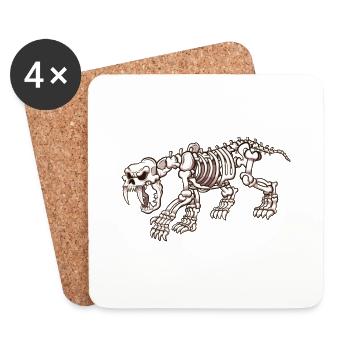 Squelette de tigre à dents de sabre - Dessous de verre (lot de 4) - blanc - Devant