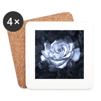 Rose im Mondschein - Untersetzer (4er-Set) - Weiß - Vorne