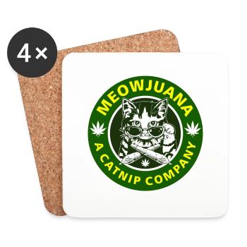 Katze und Miaujuana - Untersetzer (4er-Set) - Weiß - Vorne