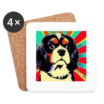 Cavalier King Charles Spaniel Pop Art - Untersetzer (4er-Set) - Weiß - Vorne
