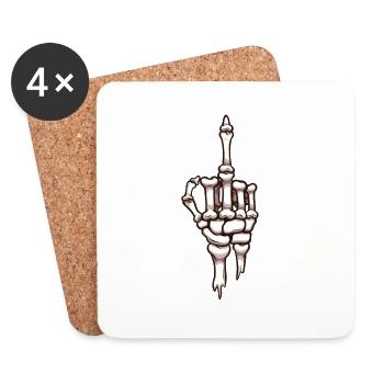 Skeleton Middle Finger - Coasters (set of 4) - white - Front