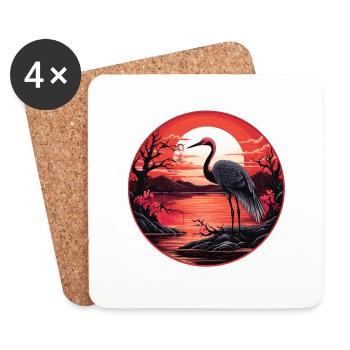 Flamingo (no6) - Japanese - Untersetzer (4er-Set) - Weiß - Vorne
