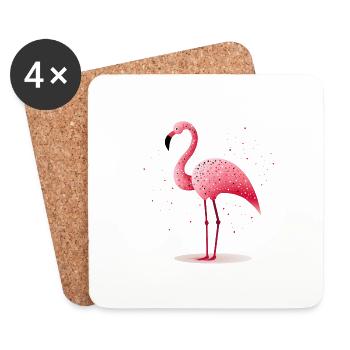 Cute flamingo with little dots (no1) - Coasters (set of 4) - white - Front