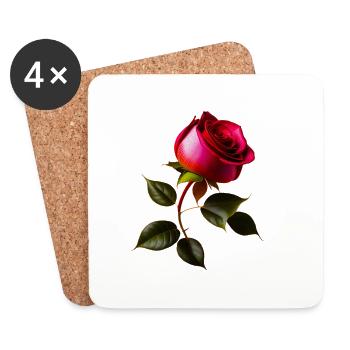 Rote Rose - Untersetzer (4er-Set) - Weiß - Vorne