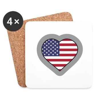 USA Heart - Coasters (set of 4) - white - Front