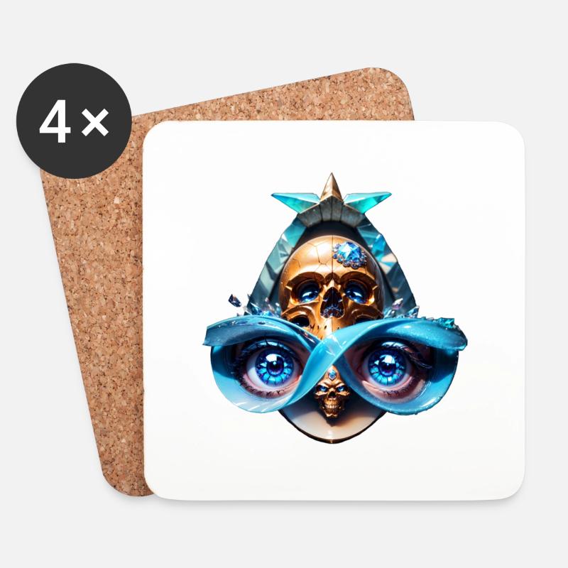 GeekHead-CrystalHead - Untersetzer (4er-Set) - Weiß