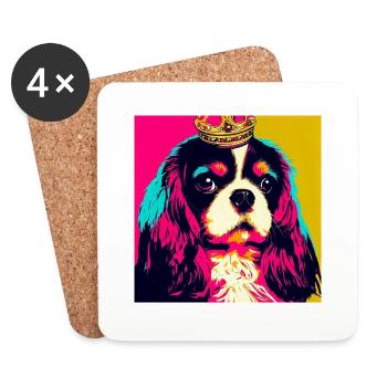 Cavalier King Charles Spaniel Pop Art - Coasters (set of 4) - white - Front