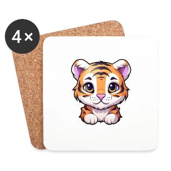 Bébé tigre - Dessous de verre (lot de 4) - blanc - Devant