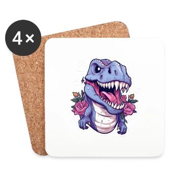 Dinosaure T Rex - Dessous de verre (lot de 4) - blanc - Devant