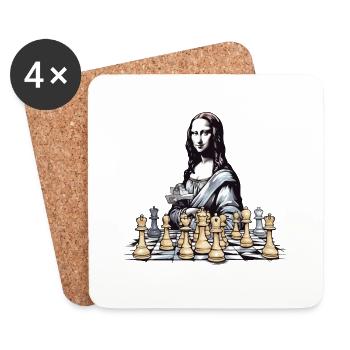 Mona at the No. 2 Chess Club - Coasters (set of 4) - white - Front
