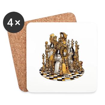 Rois et déesses de l'échiquier - Dessous de verre (lot de 4) - blanc - Devant