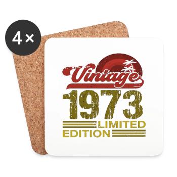 50th Birthday vintage retro Born in 1973 Birthday - Coasters (set of 4) - white - Front