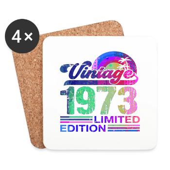 50e anniversaire vintage rétro Né en 1973 Anniversaire - Dessous de verre (lot de 4) - blanc - Devant