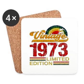 50th Birthday vintage retro Born in 1973 Birthday - Coasters (set of 4) - white - Front