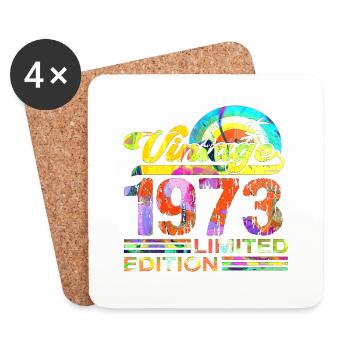 50e anniversaire vintage rétro Né en 1973 Anniversaire - Dessous de verre (lot de 4) - blanc - Devant