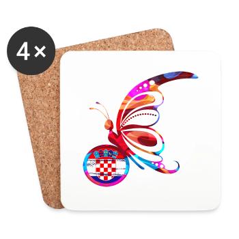 Schmetterling Natur Bunte Flagge Regenbogen Kroatien HRV - Untersetzer (4er-Set) - Weiß - Vorne