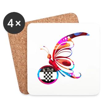 Schmetterling Natur Bunte Flagge Regenbogen Kroatien HRV - Untersetzer (4er-Set) - Weiß - Vorne