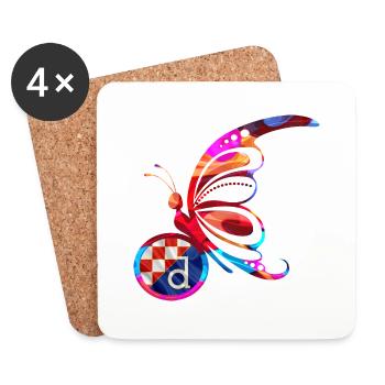 Butterfly Nature Colorful Flag Rainbow Croatia HRV - Coasters (set of 4) - white - Front