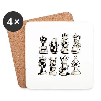 Schachfiguren Nr. 4 - Untersetzer (4er-Set) - Weiß - Vorne
