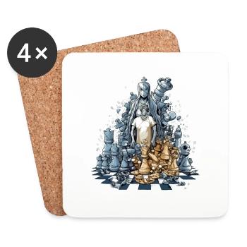 Carnage échiquéen - Dessous de verre (lot de 4) - blanc - Devant