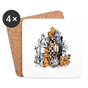 Tour échiquéenne - Dessous de verre (lot de 4) - blanc - Devant