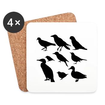 Vögel minimalistisch, Silhouetten - Untersetzer (4er-Set) - Weiß - Vorne