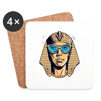 Zadi le pharaon à lunettes - Dessous de verre (lot de 4) - blanc - Devant