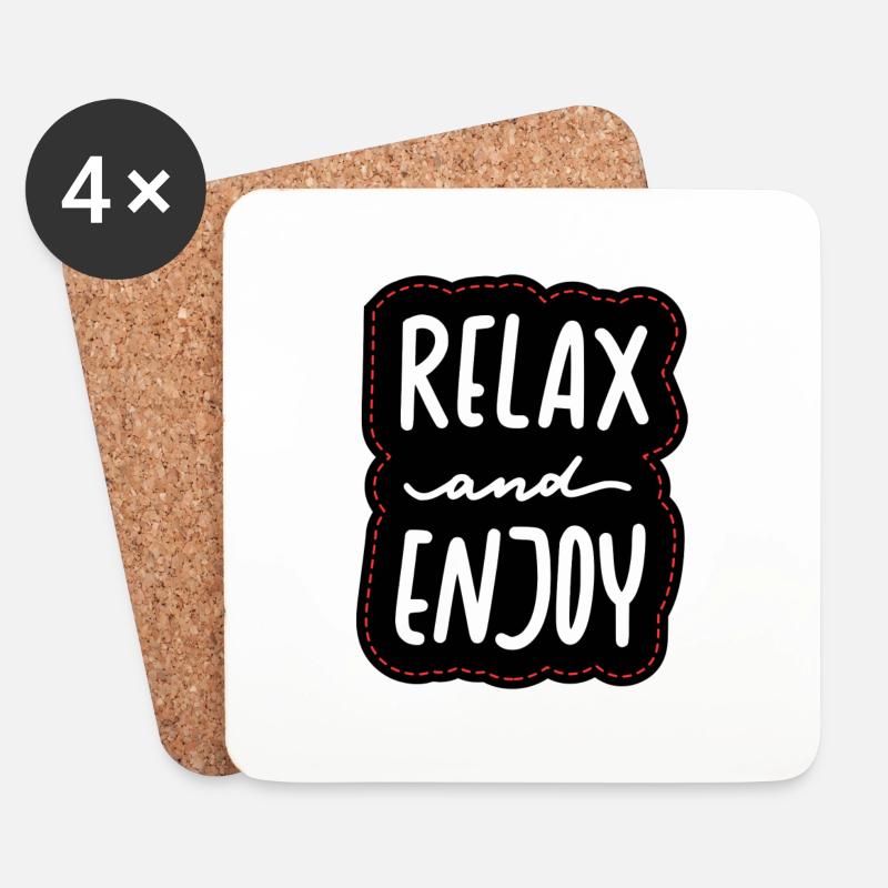 Relax and Enjoy - Untersetzer (4er-Set) - Weiß