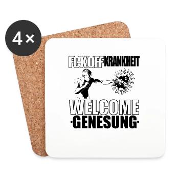 Welcome Genesung Schwarz-Weiß - Untersetzer (4er-Set) - Weiß - Vorne