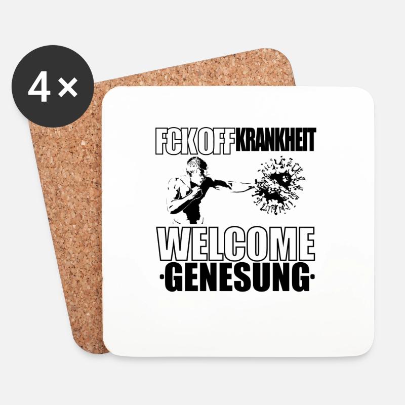 Welcome Genesung Schwarz-Weiß - Untersetzer (4er-Set) - Weiß