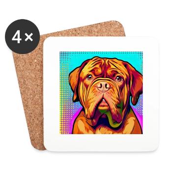 Dogue de Bordeaux Pop art - Dessous de verre (lot de 4) - blanc - Devant