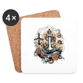 L'ancre du capitaine - Dessous de verre (lot de 4) - blanc - Devant