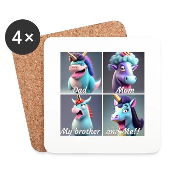 Unicorn Family - Coasters (set of 4) - white - Front