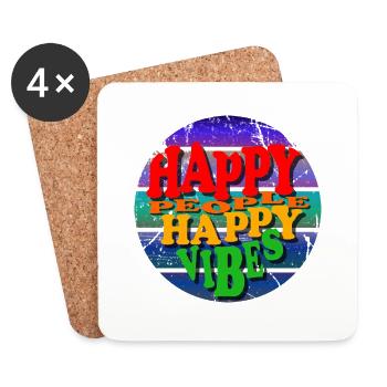 Happy People-Happy Vibes glückliche Leute feiern - Untersetzer (4er-Set) - Weiß - Vorne