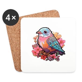 Fleurs d’oiseaux - Dessous de verre (lot de 4) - blanc - Devant