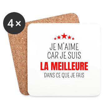 Je m’aime car je suis la meilleure - Dessous de verre (lot de 4) - blanc - Devant