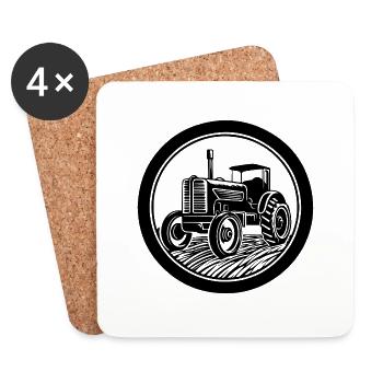 Tracteur - Dessous de verre (lot de 4) - blanc - Devant
